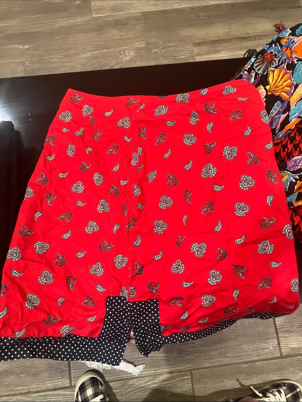 Women's Red Paisley Mini Skirt - Casual Pull-On Style